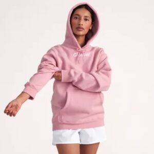 Glossier pink hoodie. Size Xs